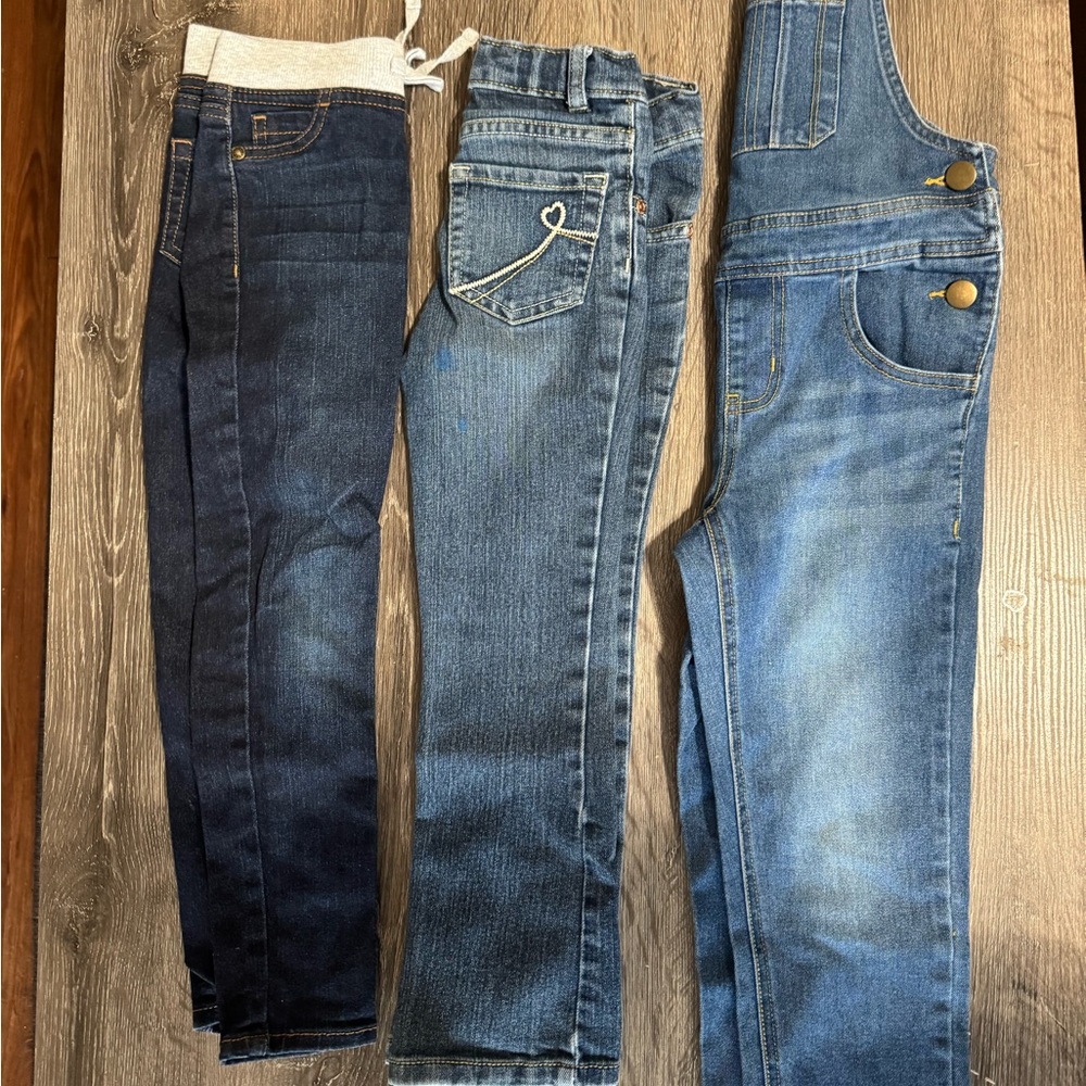 2 pairs of jeans and overalls Girl 6